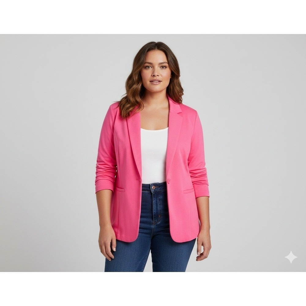 ELOQUII Pink Blazer Jacket Single Button Lapel Collar Women Plus‎ Size 18